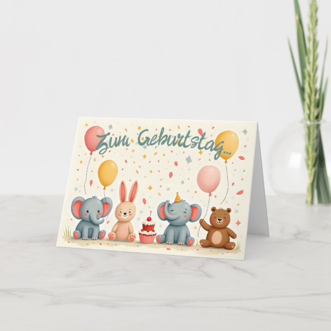 Tierische Freunde im Partyzauber Card (Front)