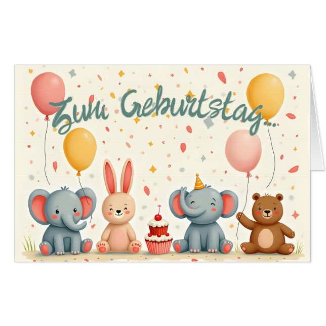 Tierische Freunde im Partyzauber Card (Front Horizontal)
