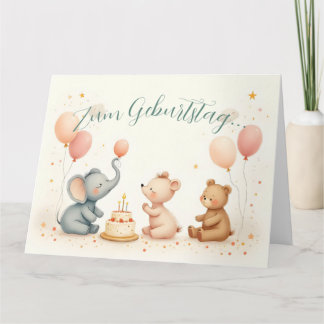 Tierische Geburtstagsfreude mit Ballons Card