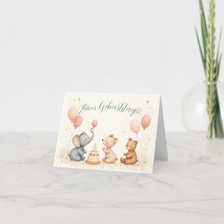 Tierische Geburtstagsfreude mit Ballons Card