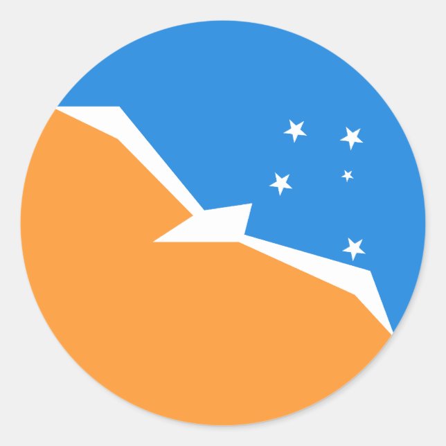 Tierra Del Fuego Flag. Patagonia, Argentina Classic Round Sticker (Front)