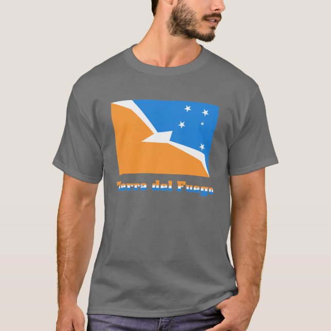 Tierra del Fuego flag with name T-Shirt (Front)