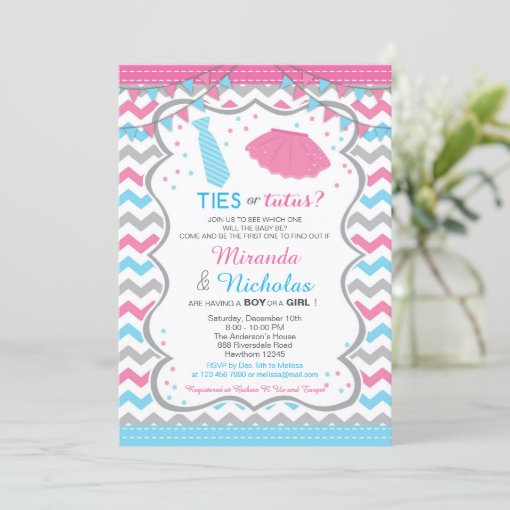Ties or Tutus Baby Shower Invitation Zazzle