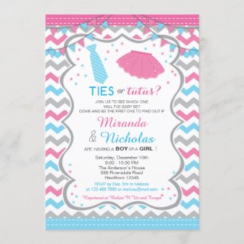 Ties Or Tutus Baby Shower Invitation by ApplePaperie at Zazzle