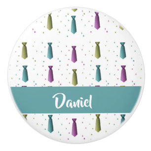 Ties polka dots pattern ceramic knob