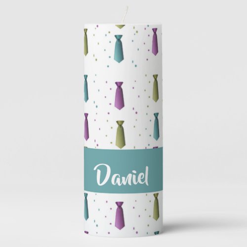 Ties polka dots pattern pillar candle