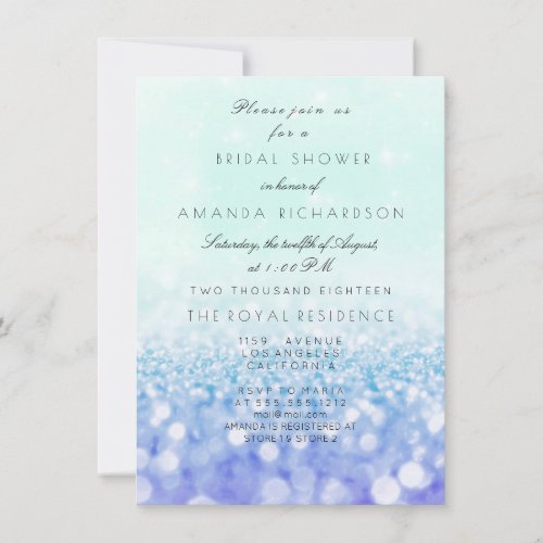 Tiffany Aqua Purple VIP Mint Glitter Bridal Shower Invitation