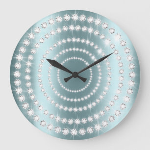Tiffany Aqua  Vip Gray Silver Diamond Infinity Large Clock