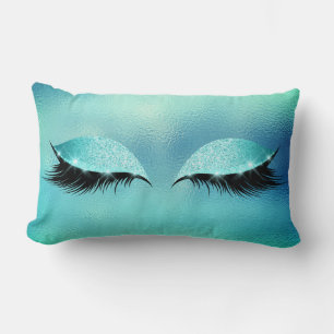 Tiffany Aqua Vip Lashes Glass Sleep Glitter Makeup Lumbar Pillow