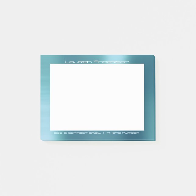 Tiffany Aqua White Office Custom Personalized Post-it Notes (Front)