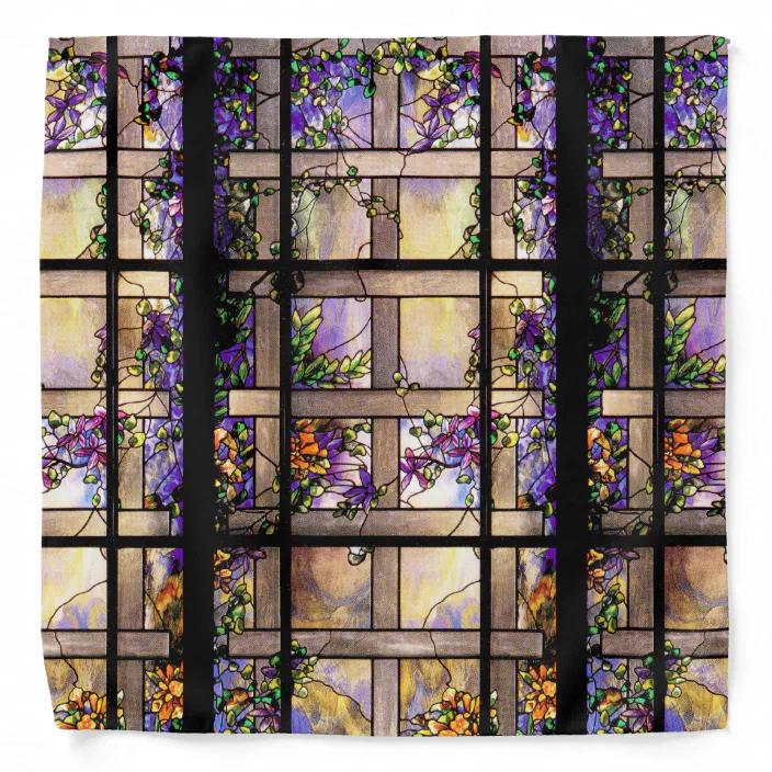 Tiffany Art Nouveau Stained Glass Flowers Bandana Zazzle Com