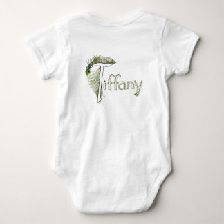 TIFFANY baby back peacock alphabet jumper Baby Bodysuit