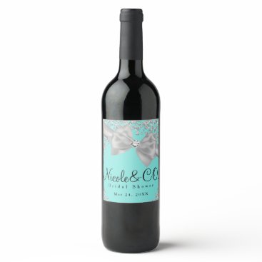 Tiffany Blue Big White Bow Diamonds Glam Wine Wine Label Tiffany Blue Big White Bow Diamonds Glam Wine Wine Label