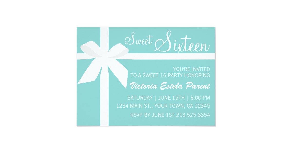 Sweet 16 Tiffany Blue Invitations 3