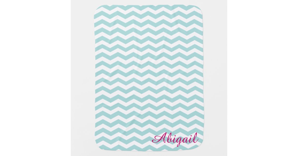 Tiffany Blue & White Chevron Monogram Baby Blanket | Zazzle.com