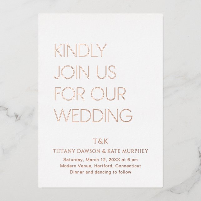 Tiffany Bold Modern Wedding Foil Invitation (Front)