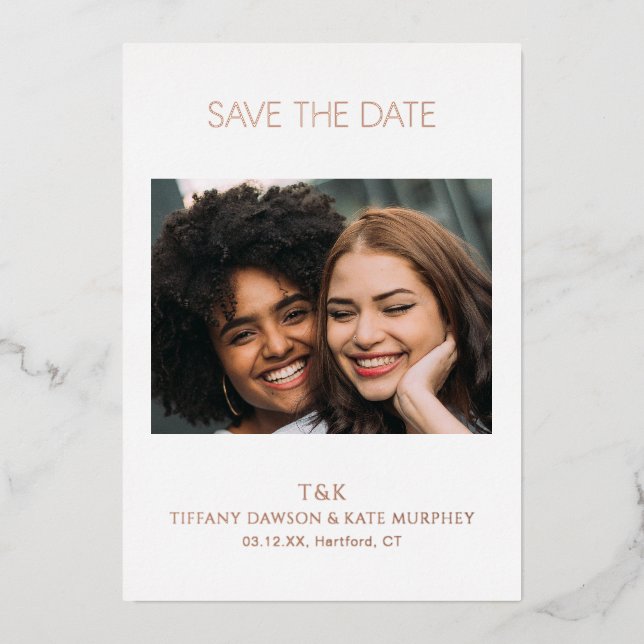Tiffany Bold Modern Wedding Save the Date Foil Invitation (Front)
