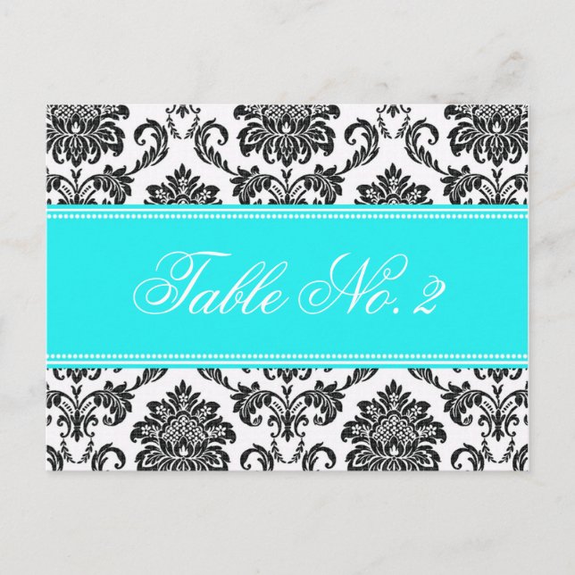 Tiffany Damask Wedding Table Number (Front)