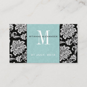 Tiffany Damask Wedding Website Business Card