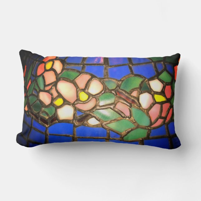 Tiffany Dogwood Stained Glass  Lumbar Pillow (Front)