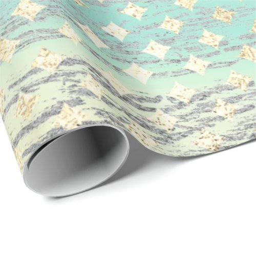 Tiffany Foxier Mint Diamond Cut Wood Silver Gray Wrapping Paper