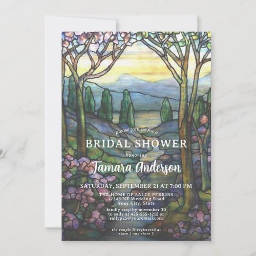 Tiffany Glass Mountains  Stream Bridal Shower Invitation