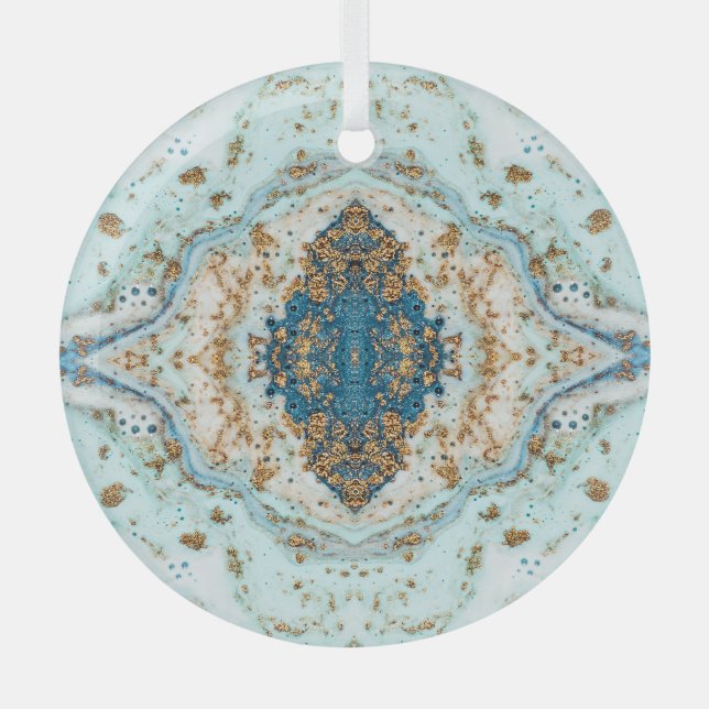 Tiffany Gold: Luxury Marble Seamless Glass Ornament (Front)