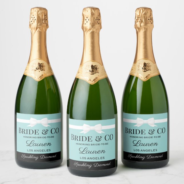 Tiffany Inspired Bride Beverage Bottle Label  (Bottles)