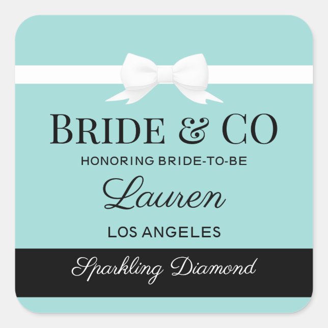 Tiffany Inspired Bride Sticker Favor Labels  (Front)