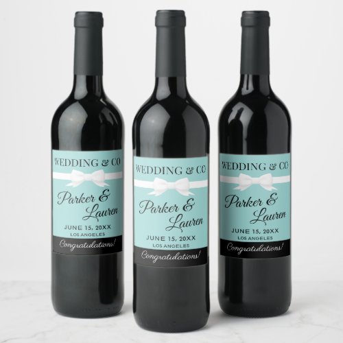 Tiffany Inspired Wedding Beverage Bottle Label