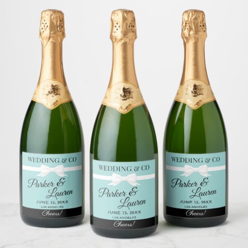 Tiffany Inspired Wedding Beverage Bottle Label