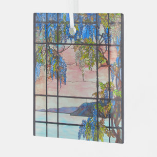 Tiffany Lake and Wisteria Stained Glass Window Ornament