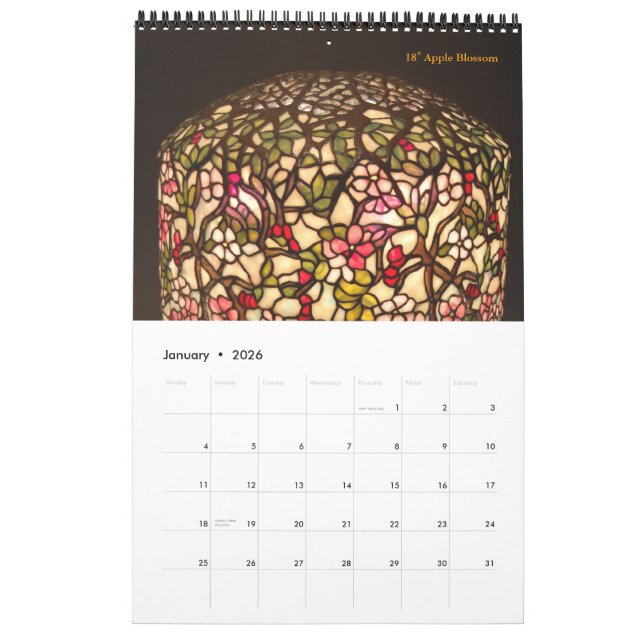 TIFFANY LAMPS CALENDAR (Jan 2026)