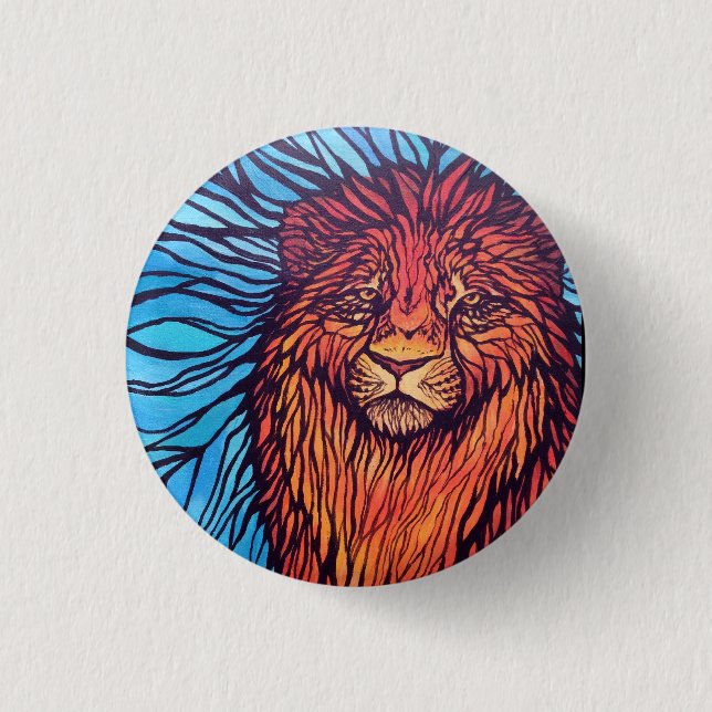 Tiffany Lion Painting Button (Front)