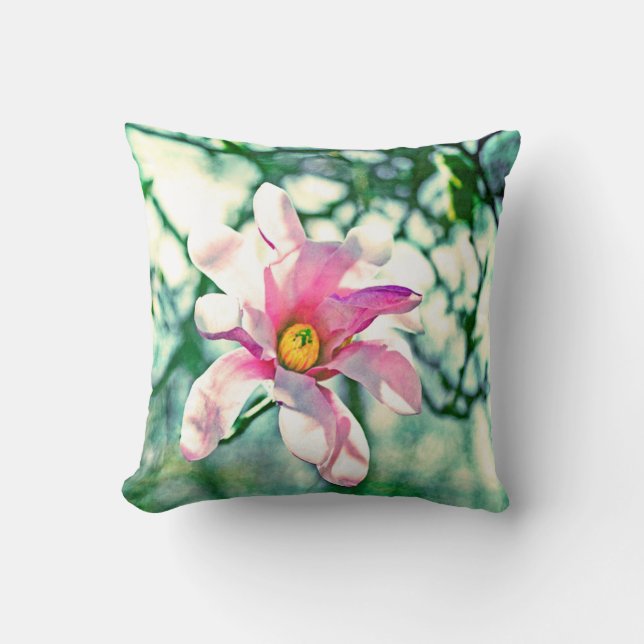Tiffany Magnolia Throw Pillow (Front)
