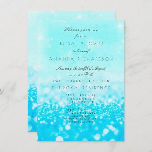 Tiffany Ocean Blue Aqua Glitter Bridal Shower Invitation