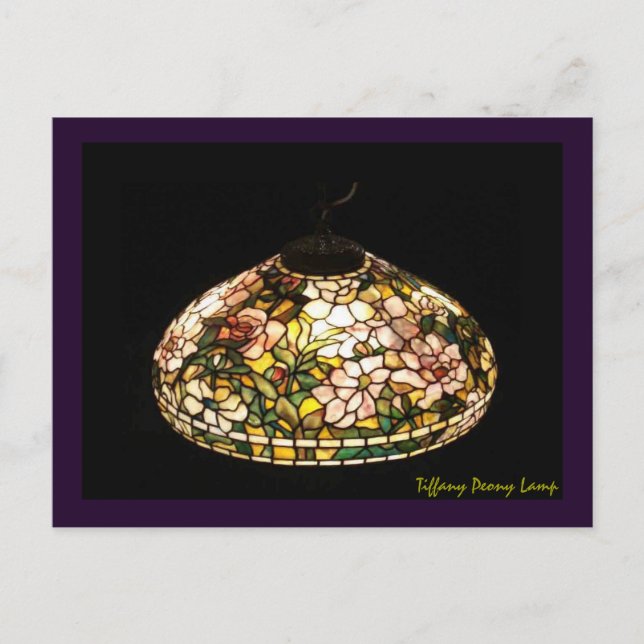 Tiffany Peony Lamp American Art Postcard (Front)