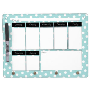 Tiffany Polka Dot Weekly Calendar Dry Erase Board