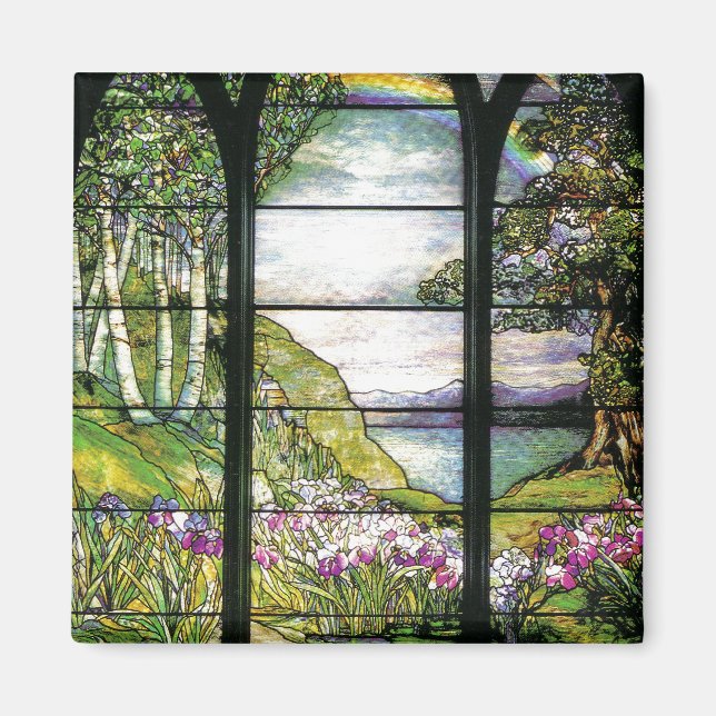 Tiffany Stained Glass Iris Flowers Floral Magnet (Front)