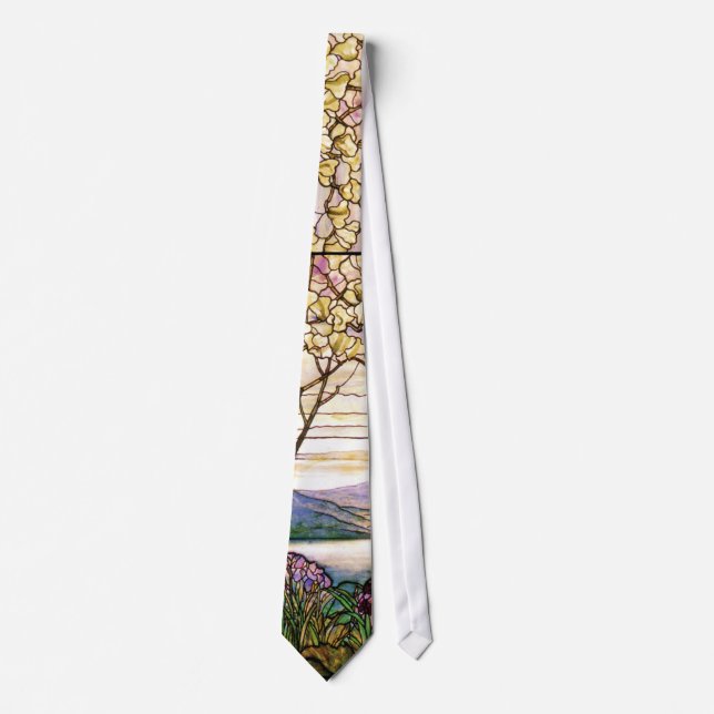 Tiffany Stained Glass Iris & Magnolia Tie (Front)