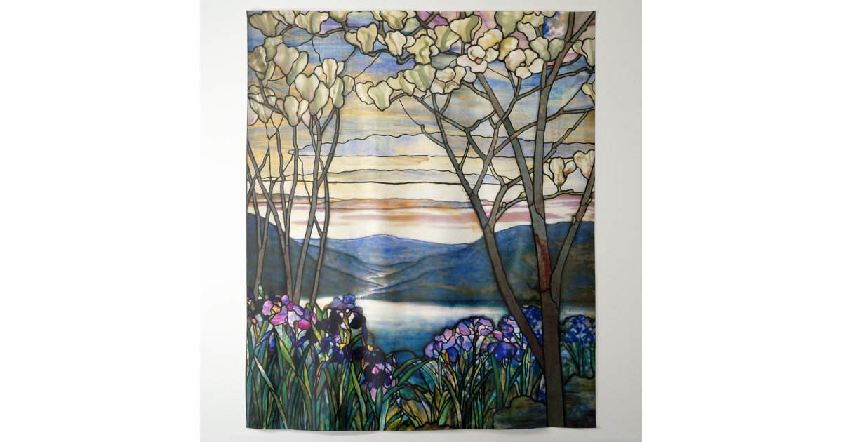 Louis Comfort Tiffany-magnolia Trees and Irises.stained Glass
