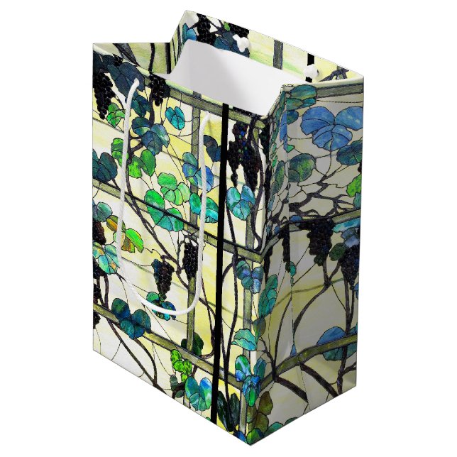 Tiffany Stained Glass Vineyard Grapes Gift Bag (Front Angled)