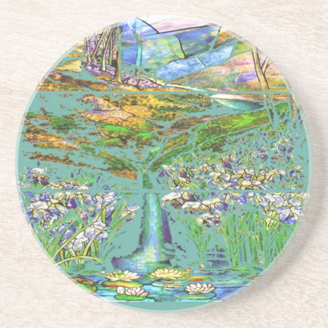 Tiffany Stained Glass Water Garden Coaster (Front)