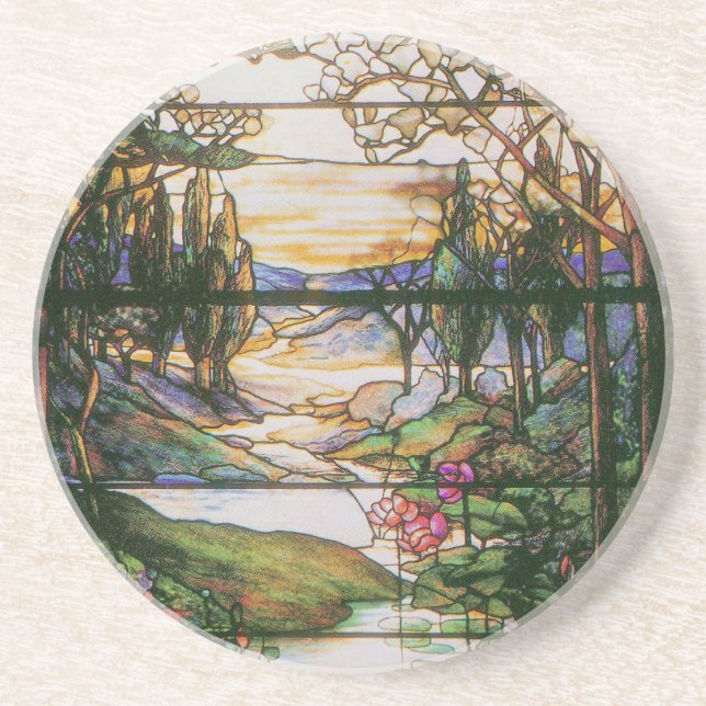 Tiffany Stained Glass Water Garden Coaster (Front)