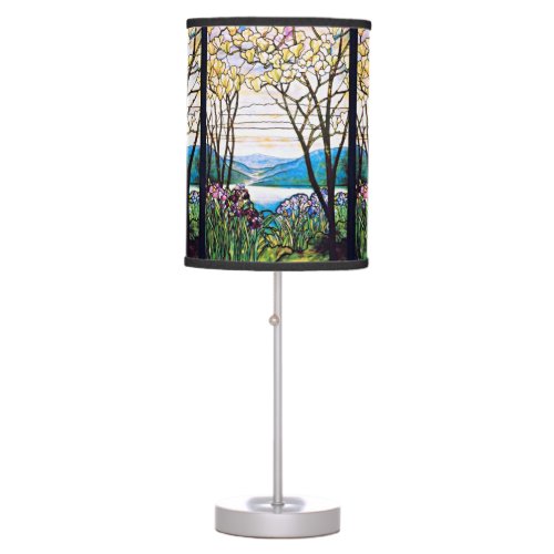 Tiffany Stained Glass Window Idyllic Nature Table Lamp