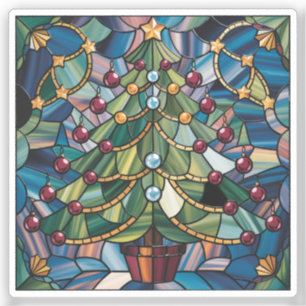 Tiffany-Style Stained Glass Christmas Tree Sticker