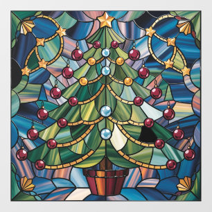 Tiffany-Style Stained Glass Christmas Tree Window Cling