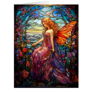 Tiffany Style Stained Glass Magical Fairy Cards