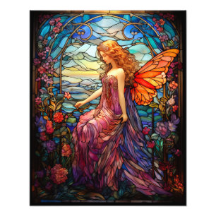 Tiffany Style Stained Glass Magical Fairy Photo Print