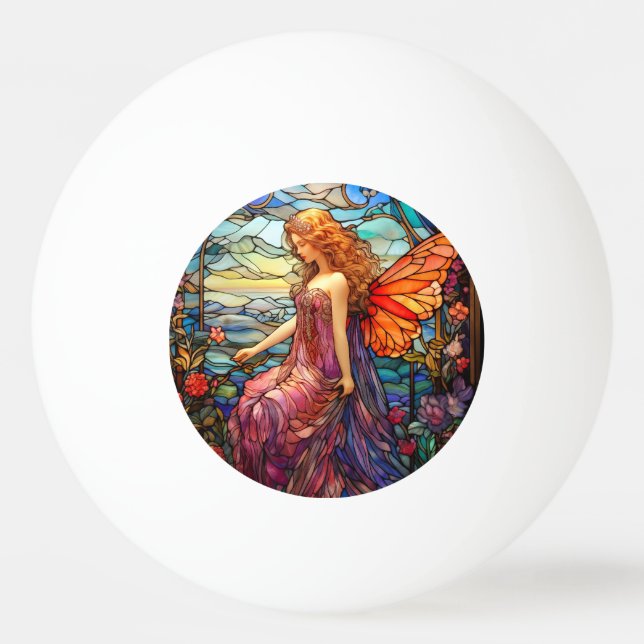 Tiffany Style Stained Glass Magical Fairy Ping Pong Ball (Front)